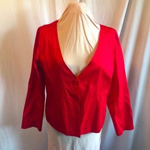 Eileen Fisher red silk lightweight single button jacket size L